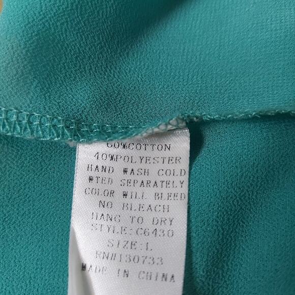 Umgee Split Sleeve Crochet Cold Shoulder Teal/White L Boho Concert Festival - Picture 13 of 13